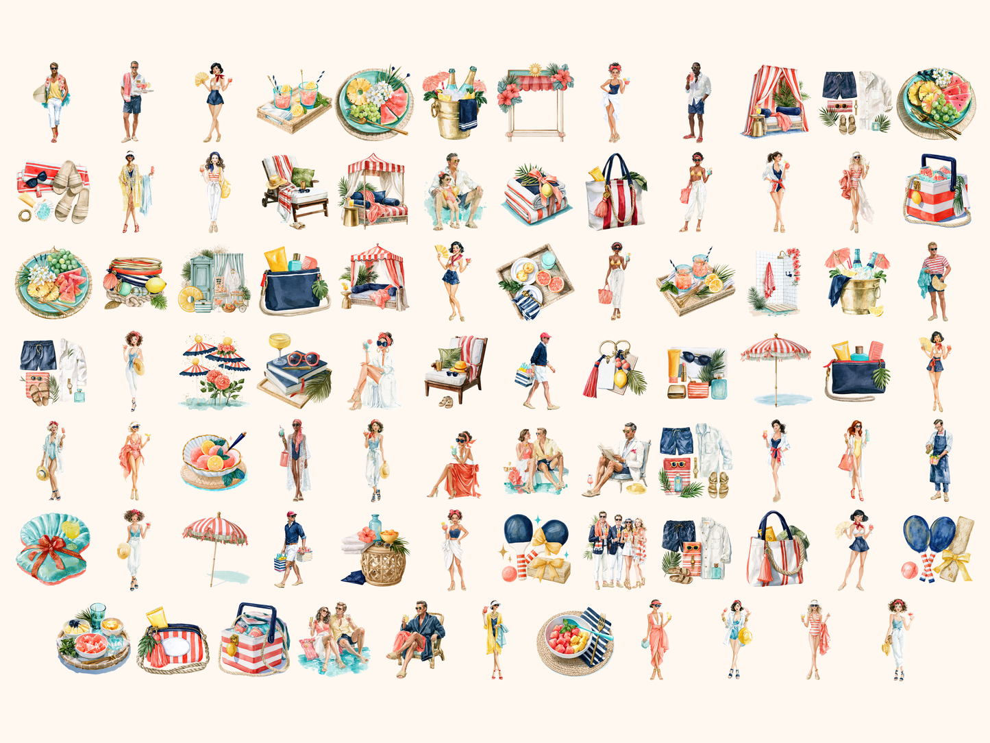 Cabana Club Watercolor Clipart