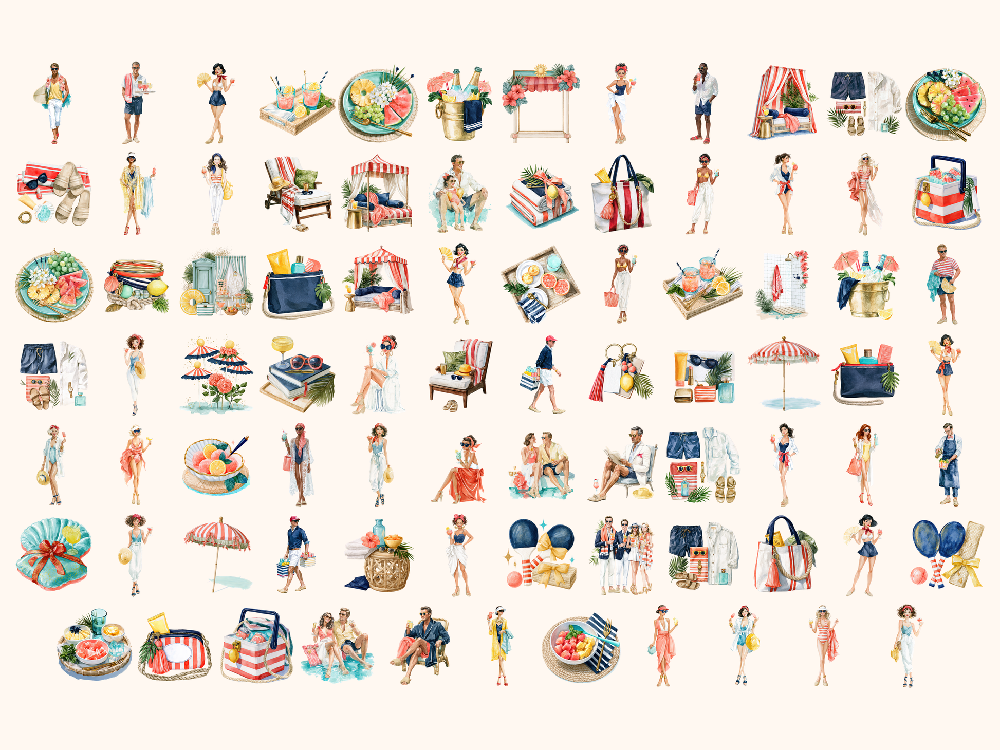 Cabana Club Watercolor Clipart
