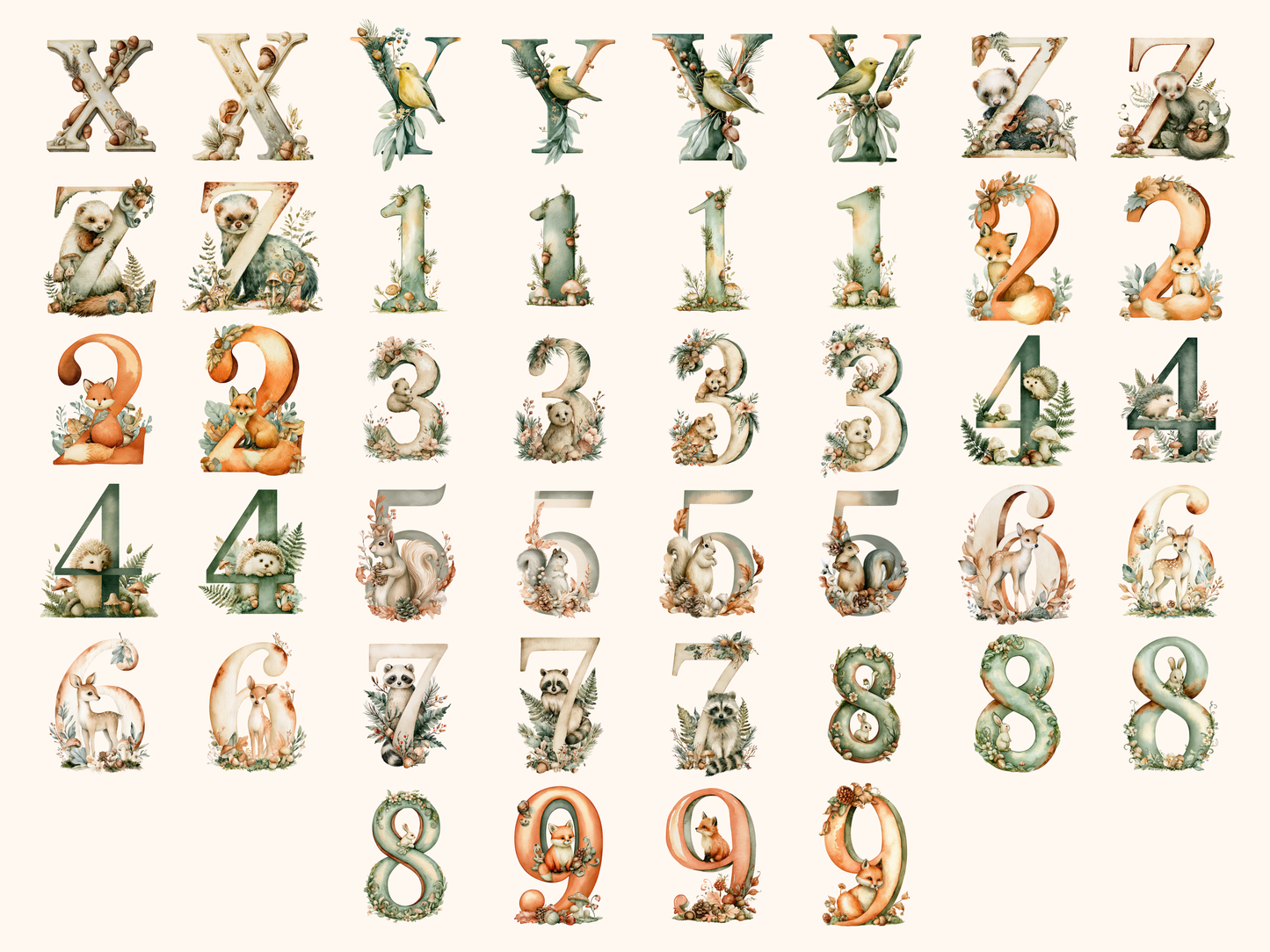 Woodland Animals Alphabet & Numbers