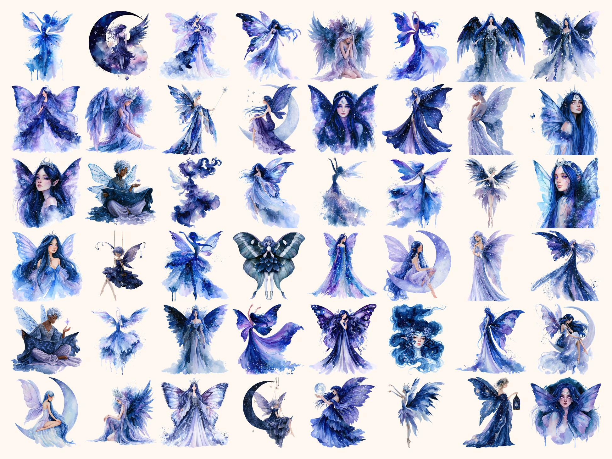 Celestial Fairies Watercolor Clipart