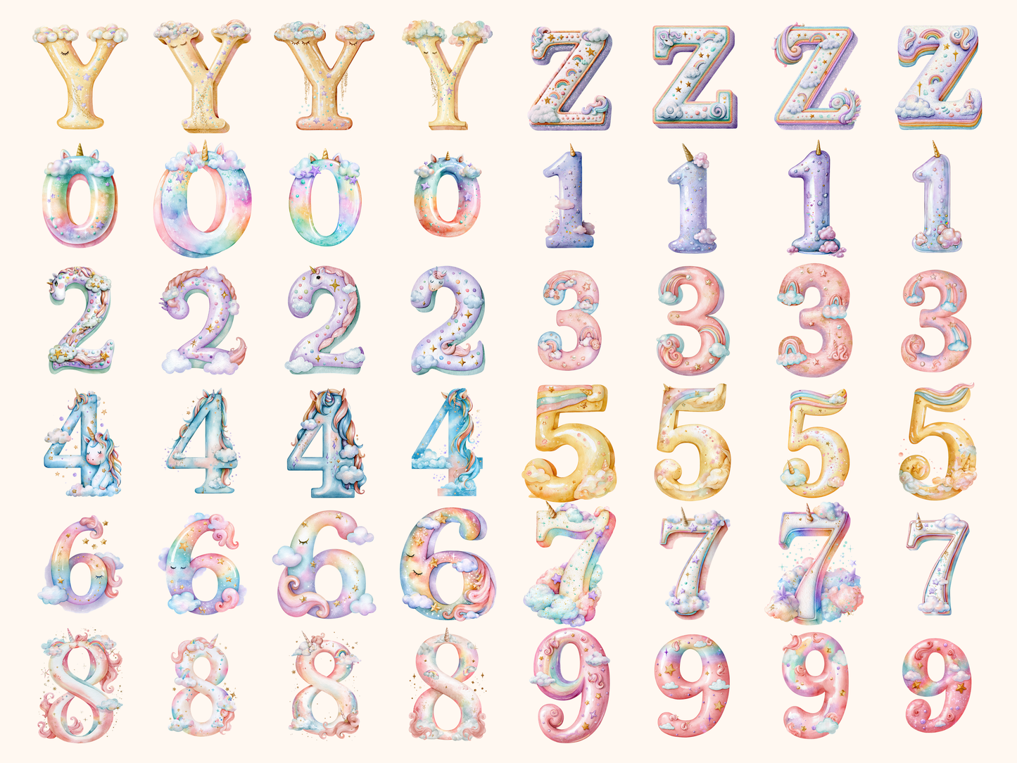 Unicorn Rainbow Alphabet & Numbers