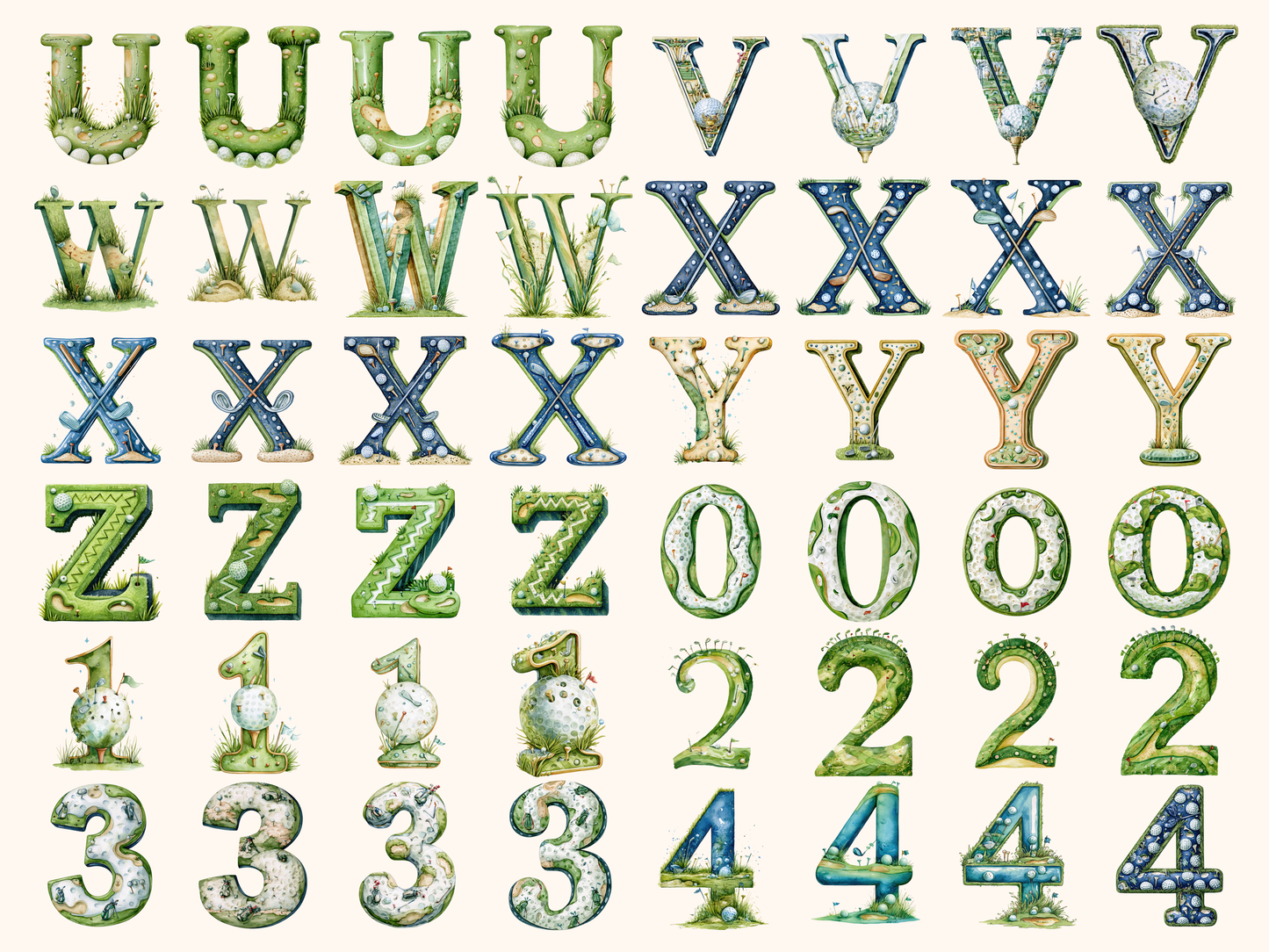 Golf Alphabet & Numbers