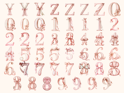 Pink Coquette Bow Alphabet & Numbers