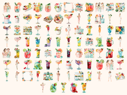 Mocktail Party Watercolor Clipart