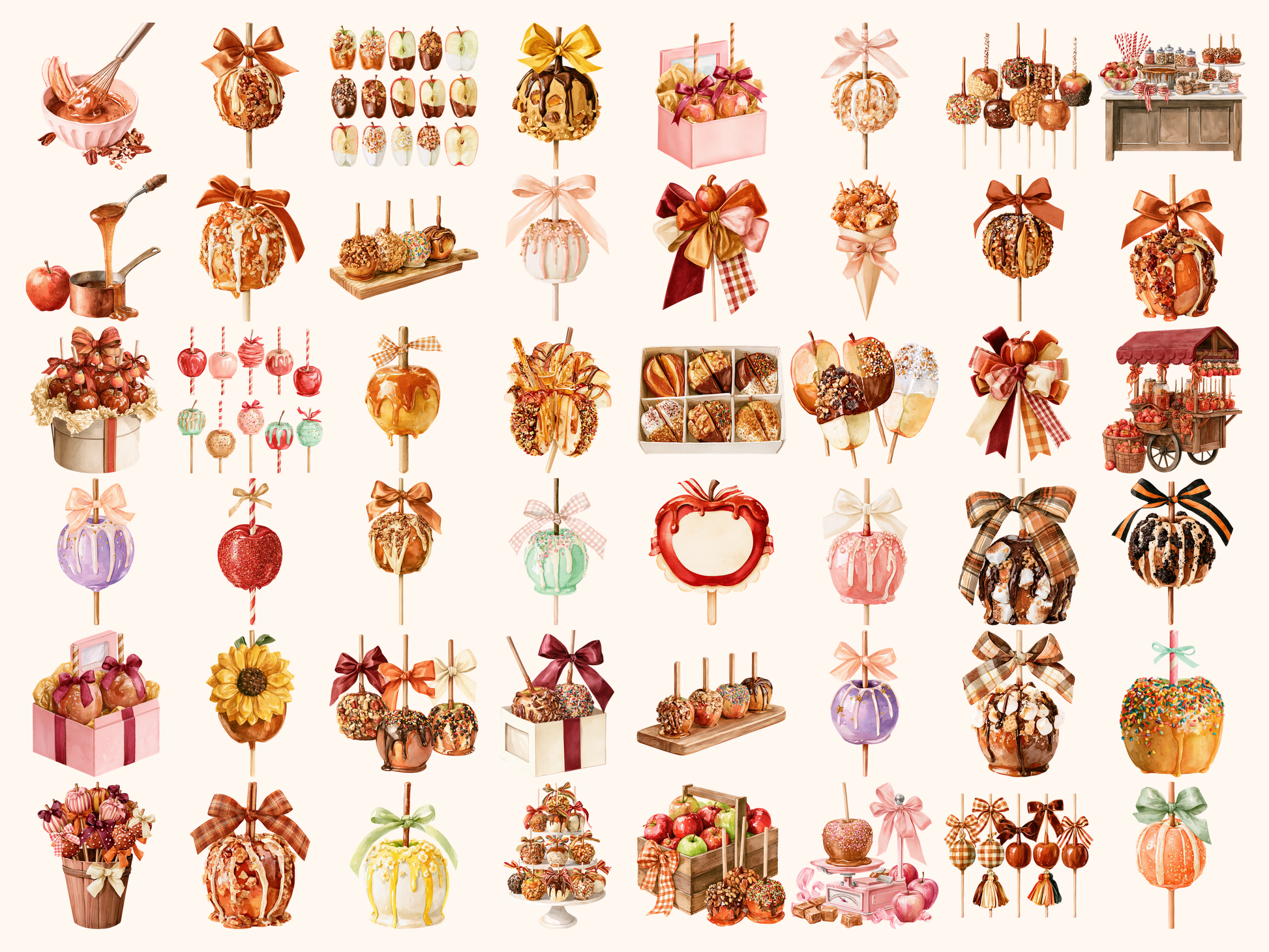 Caramel Apple Shop Watercolor Clipart