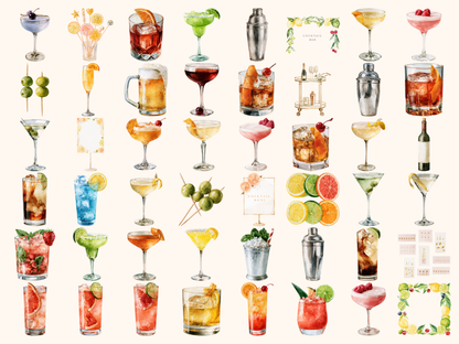 Cocktail Bar Watercolor Clipart