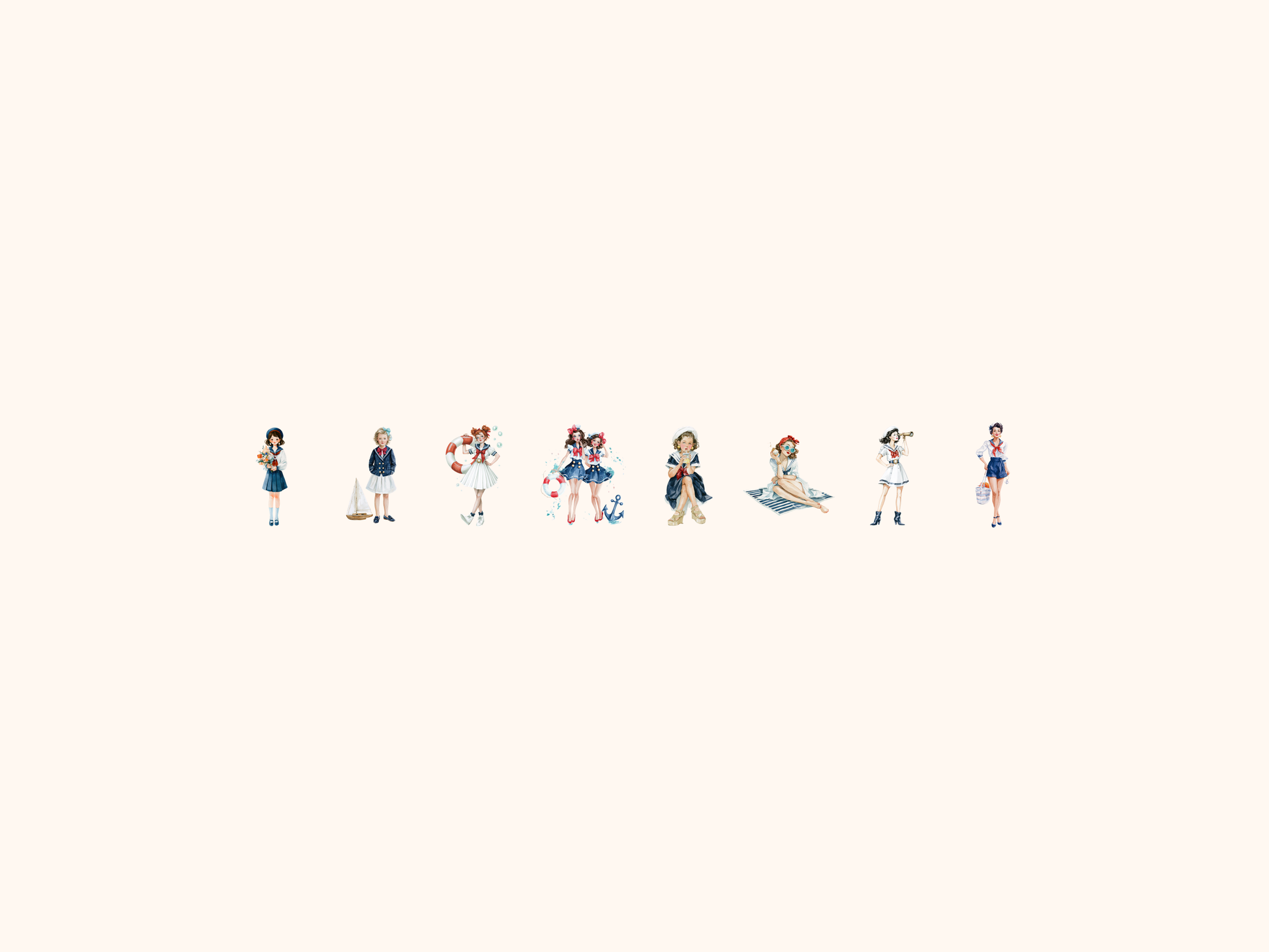 Sailor Girl Watercolor Clipart