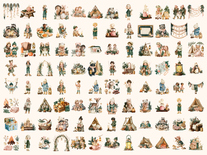 Camping Cuties Watercolor Clipart