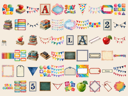 Classroom Decor Watercolor Clipart