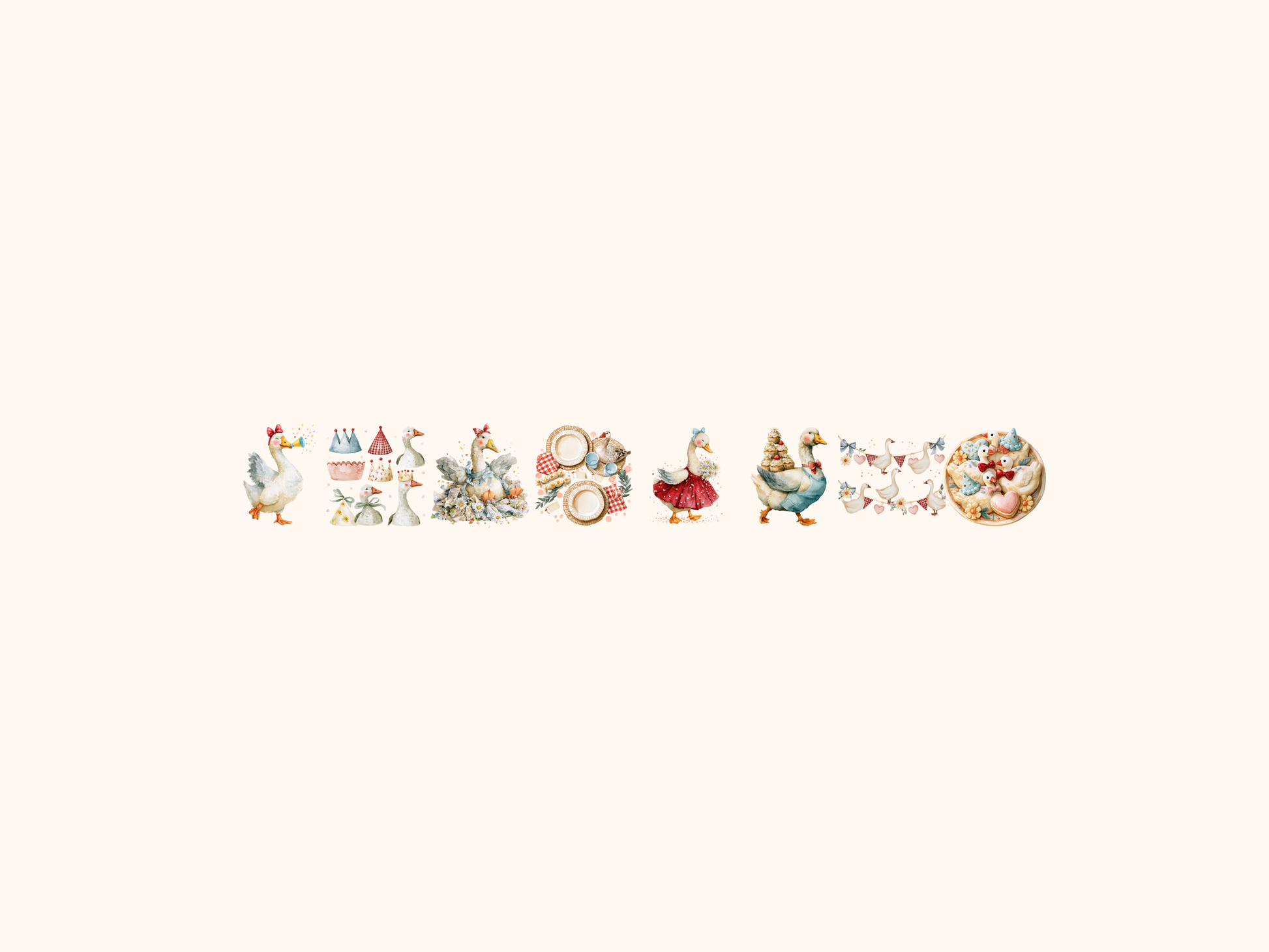 Goose Party Watercolor Clipart