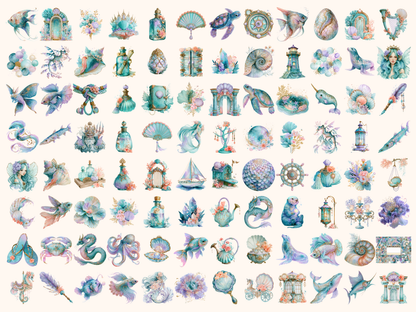 Sea Pastel Watercolor Clipart