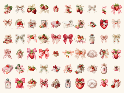 Strawberry Coquette Watercolor Clipart