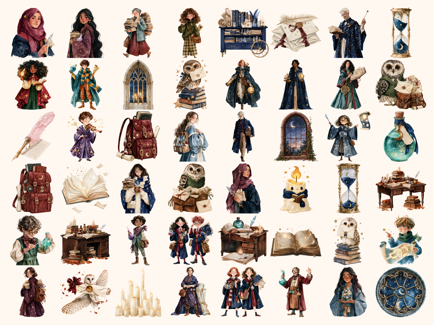 School of Magic Watercolor Clipart