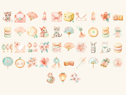 Pastel Lunar Watercolor Clipart