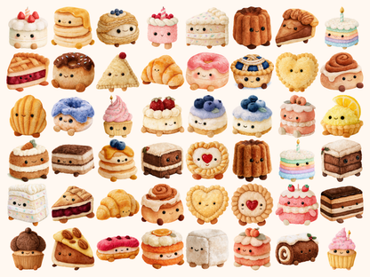 Plushie Cakes Watercolor Clipart