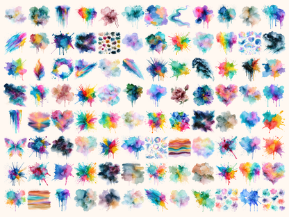 Dreamy Color Splashes Watercolor Clipart