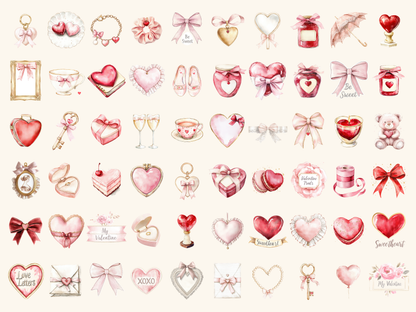 Coquette Valentine Watercolor Clipart