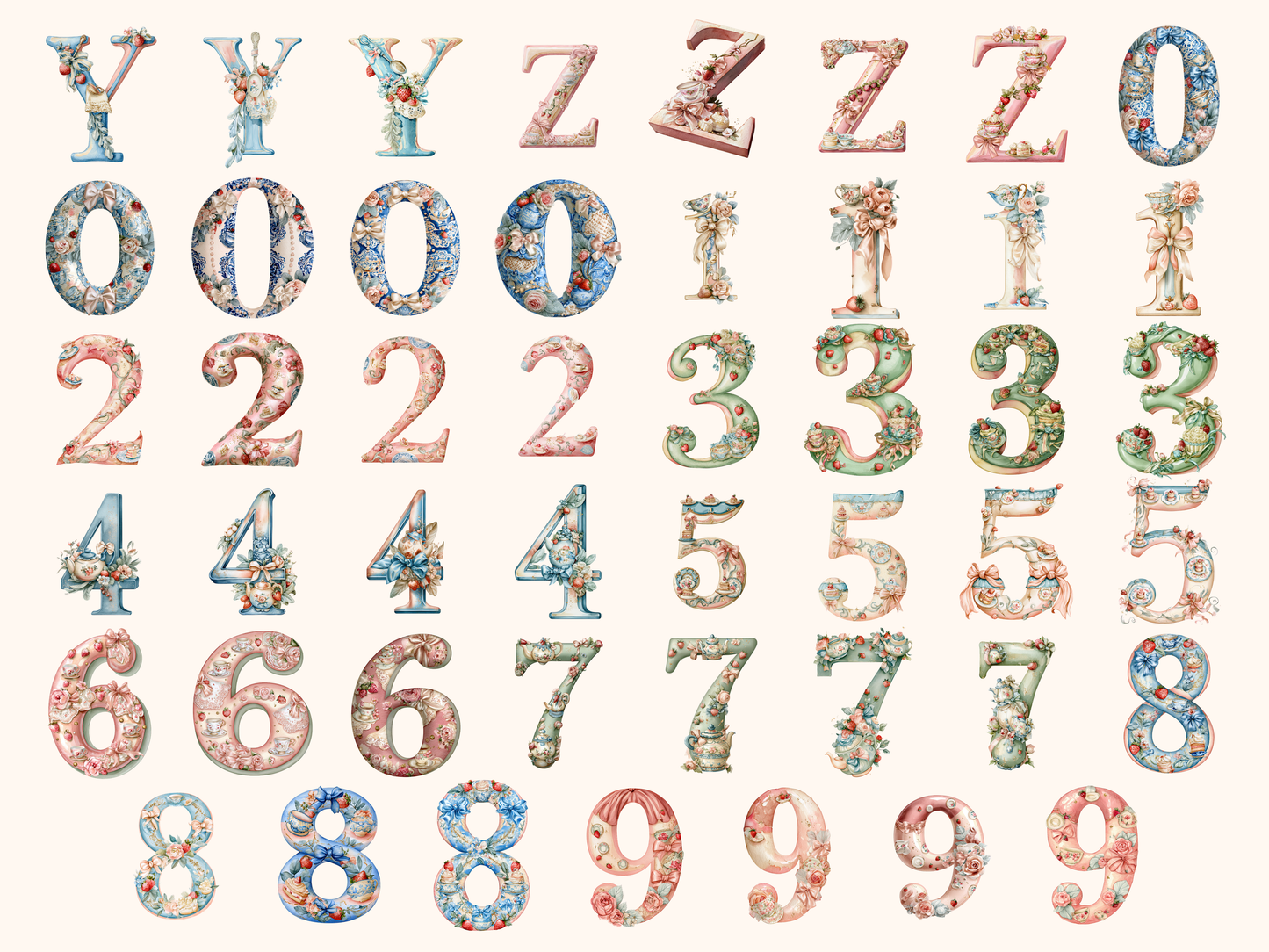 Garden Tea Party Alphabet & Numbers