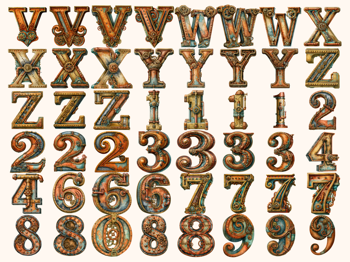 Steampunk Alphabet & Numbers