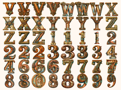 Steampunk Alphabet & Numbers