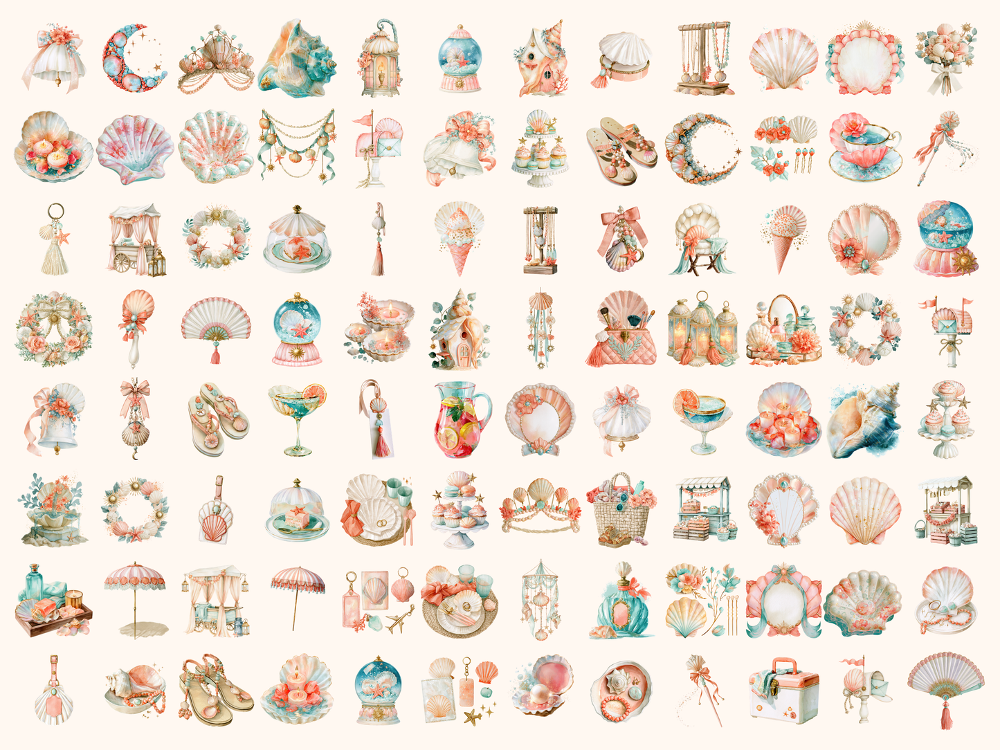 Sunkissed Seashells Watercolor Clipart