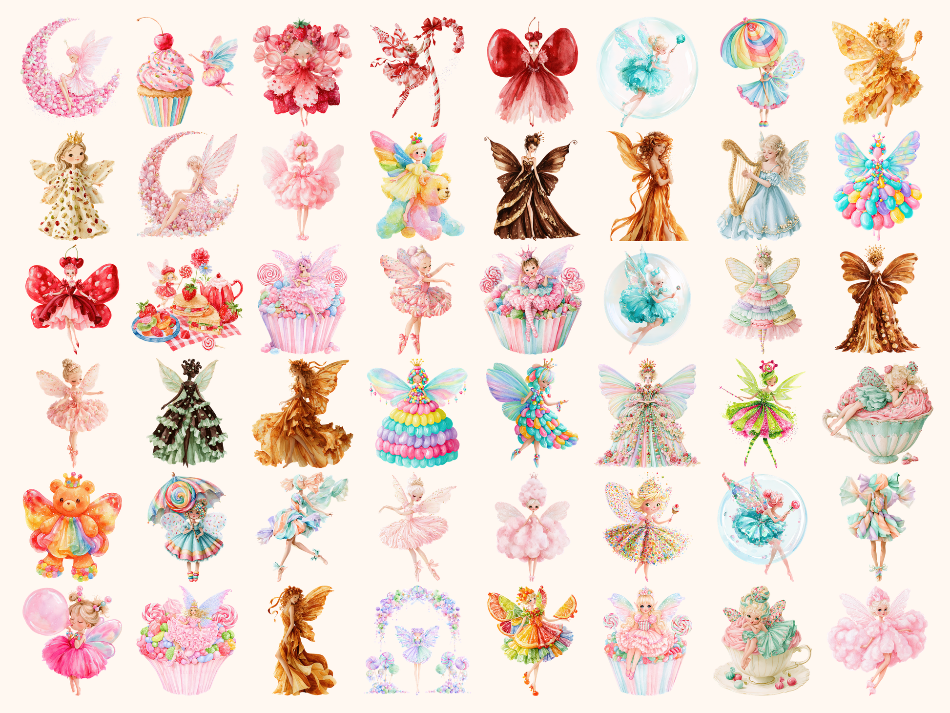 Candy Fairy Watercolor Clipart