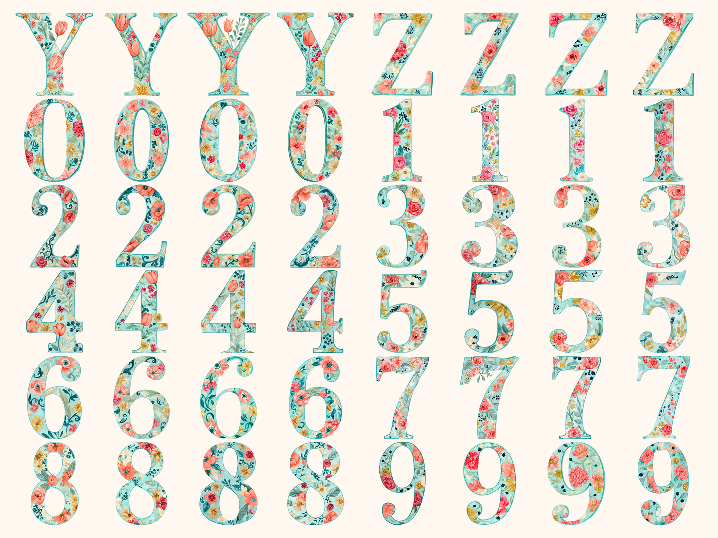 Floral Alphabet & Numbers