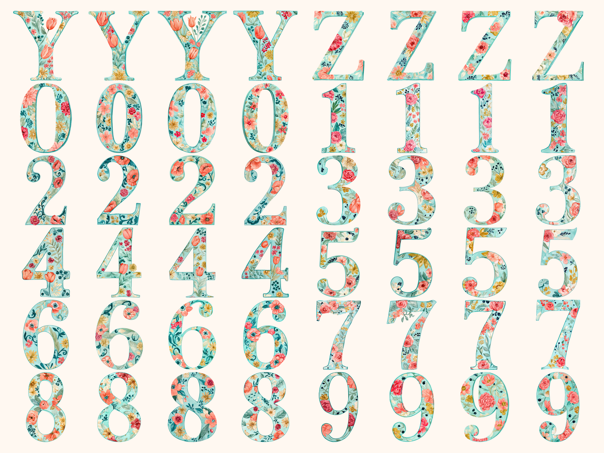 Floral Alphabet & Numbers