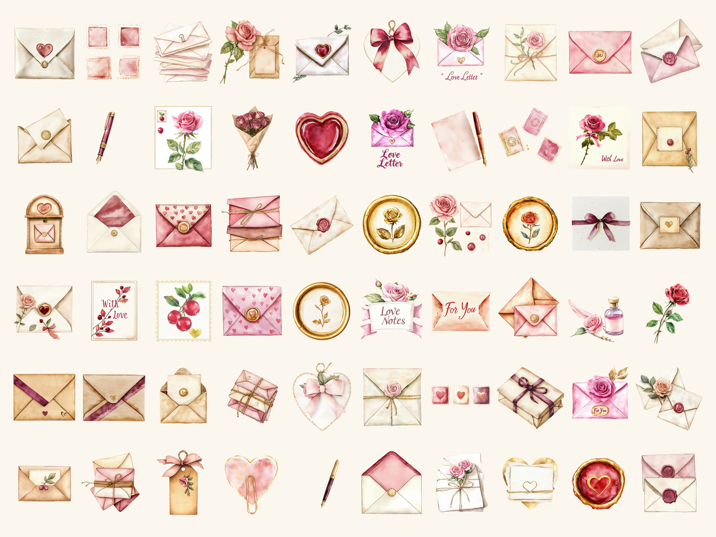 Love Letters Watercolor Clipart