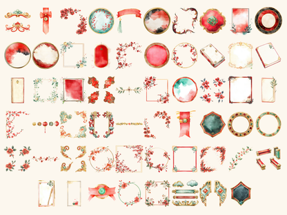 Lunar Borders Watercolor Clipart