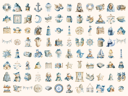 Nautical Nursery Watercolor Clipart