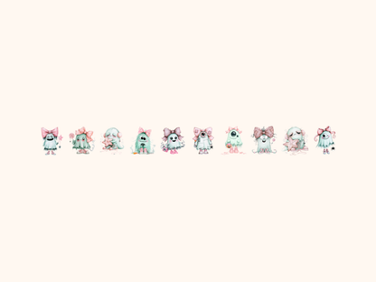 Mint Ghosts Watercolor Clipart