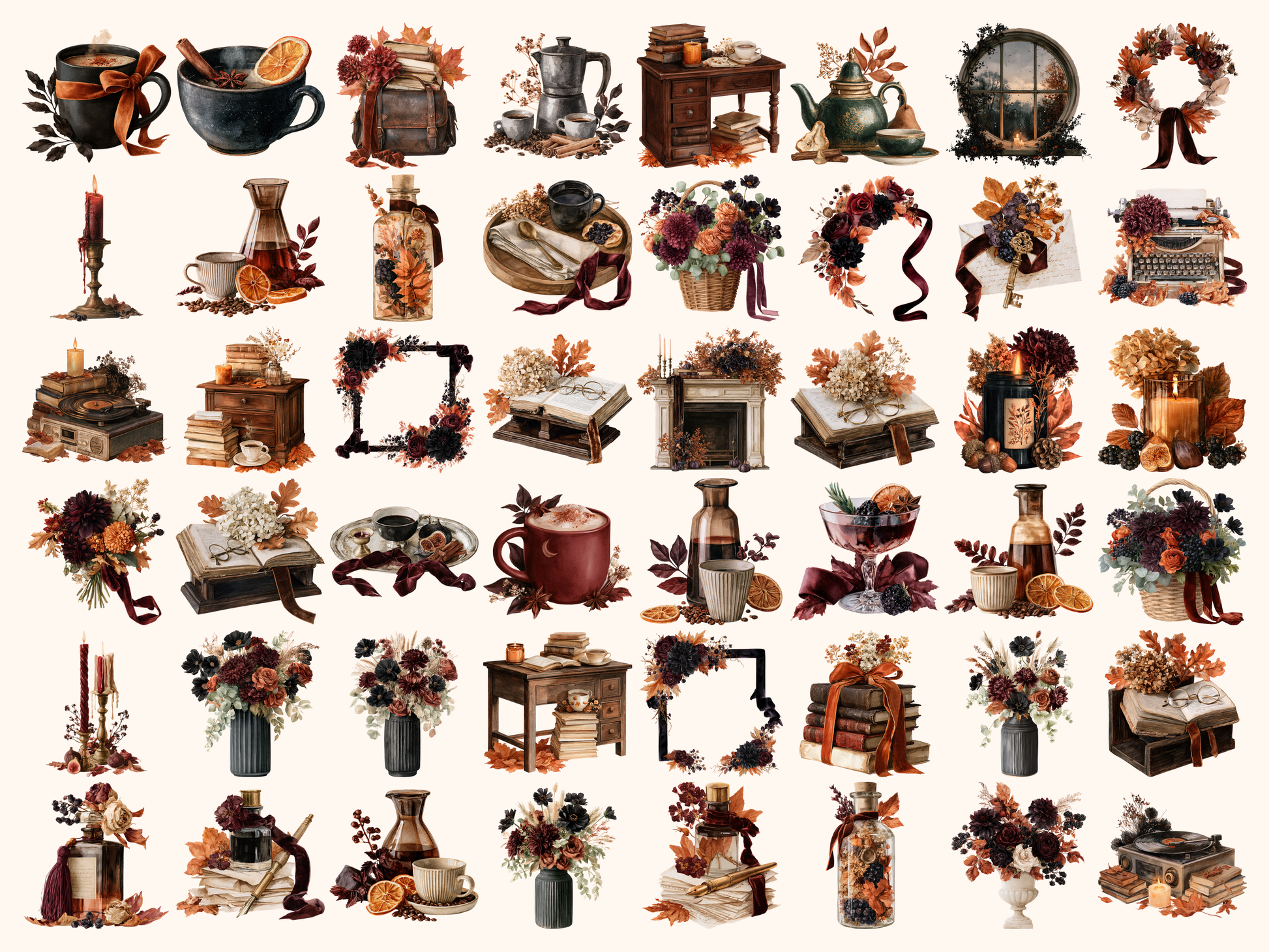Moody Autumn Watercolor Clipart