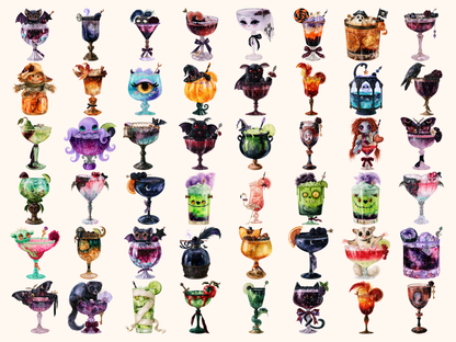Halloween Cocktails Watercolor Clipart — listing preview 3