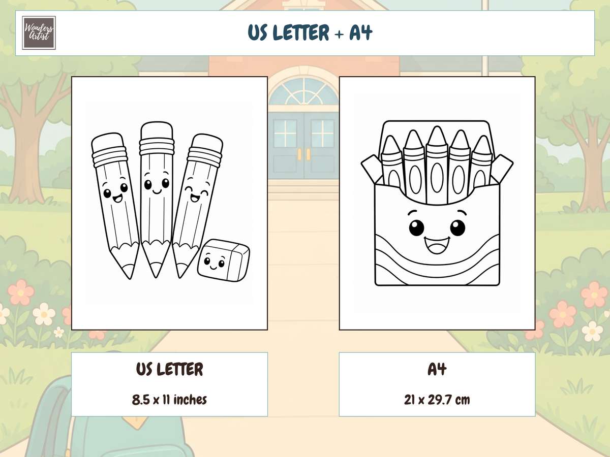Back to School Coloring Book — PRINT SIZES