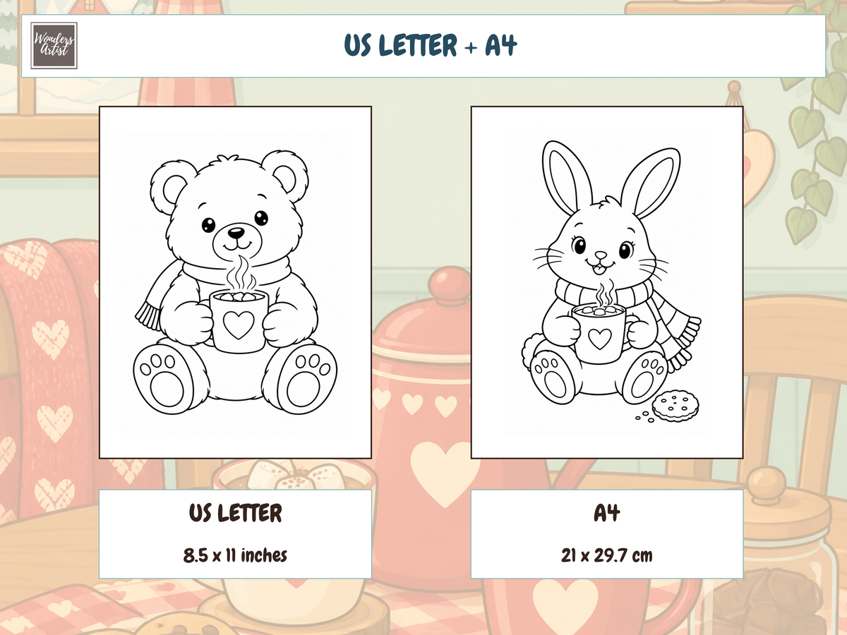 Hot Cocoa Coloring Book — PRINT SIZES