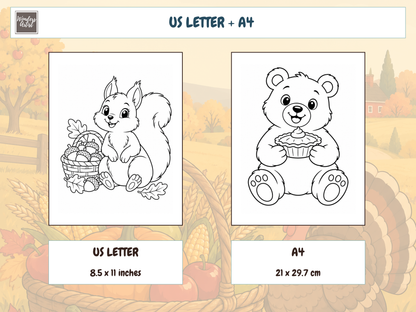 Thanksgiving Coloring Book — PRINT SIZES
