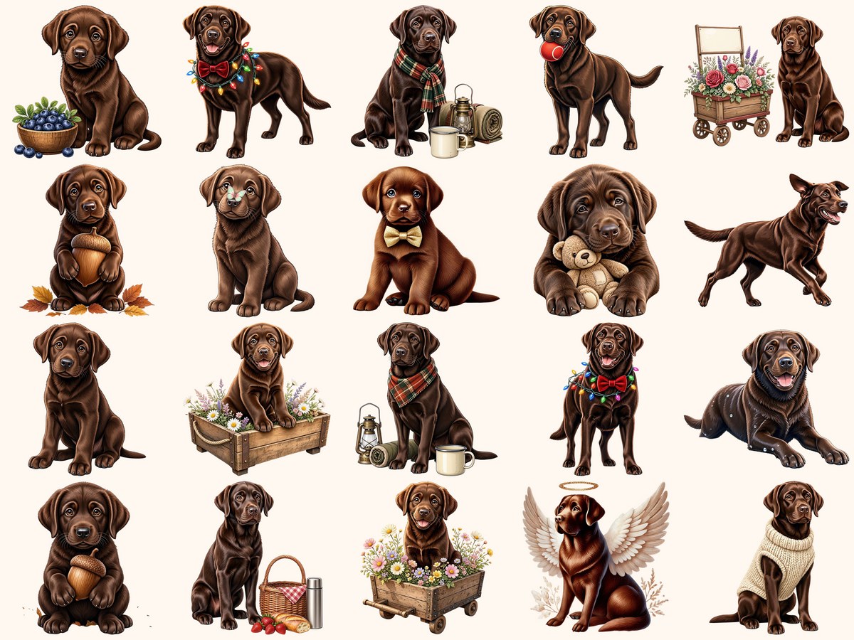 Brown Labradors Clipart