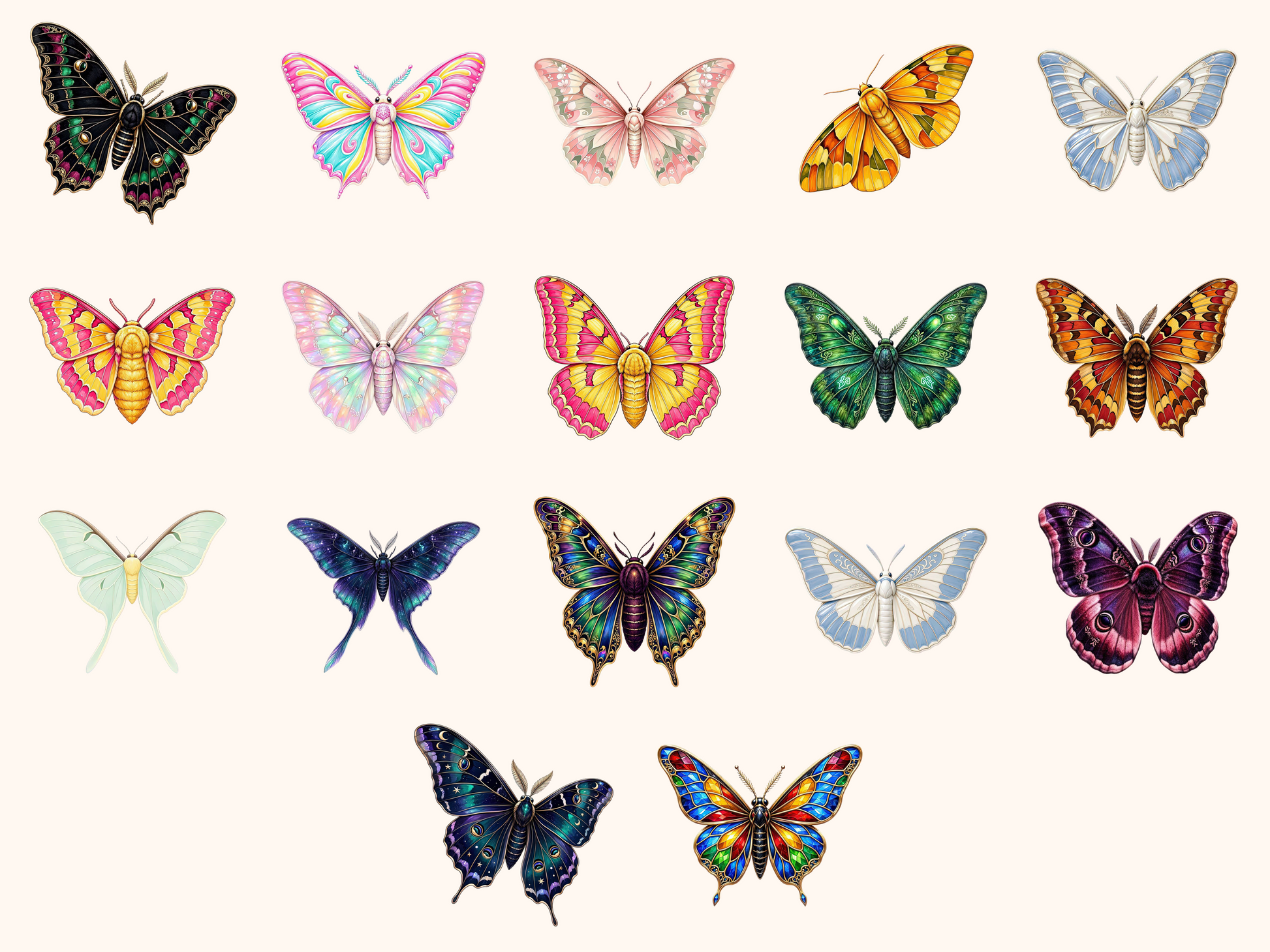 Fantasy Moths Clipart