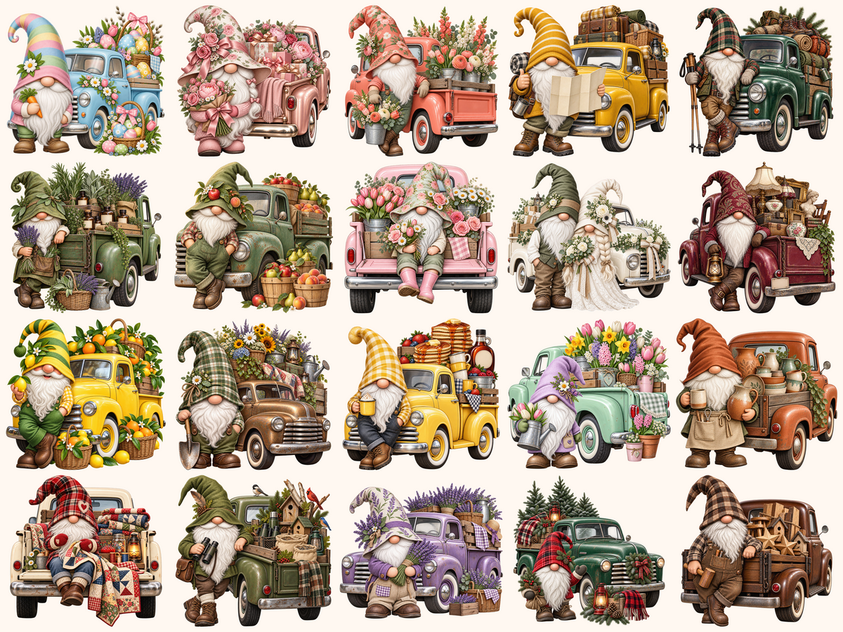 Truck Gnomes Clipart