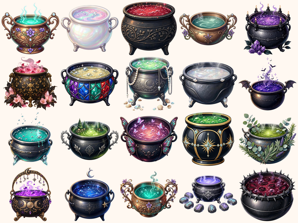 Witch Cauldrons Clipart