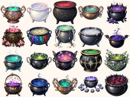 Witch Cauldrons Clipart