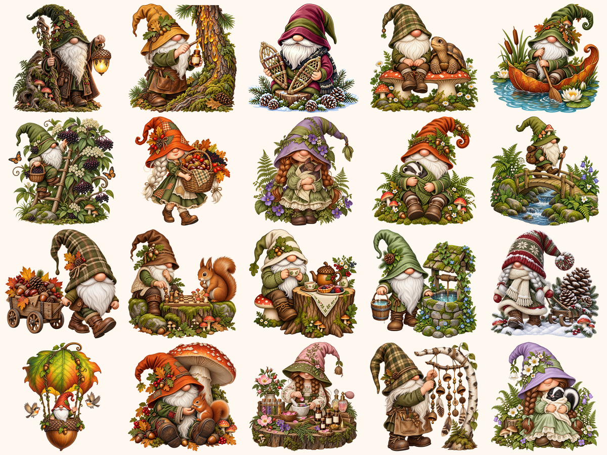 Woodland Gnomes Clipart — listing preview 4