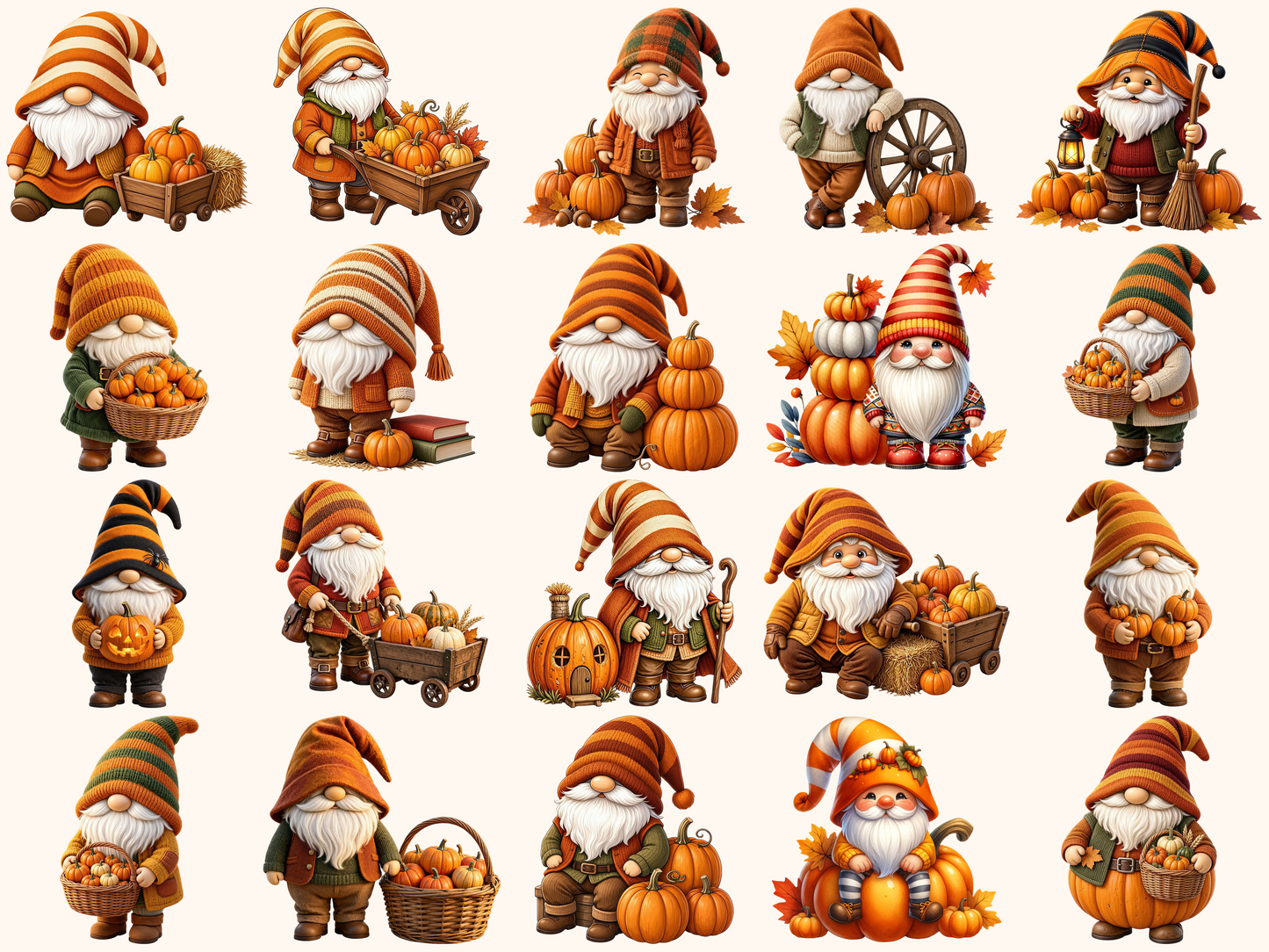 Pumpkin Gnomes Clipart