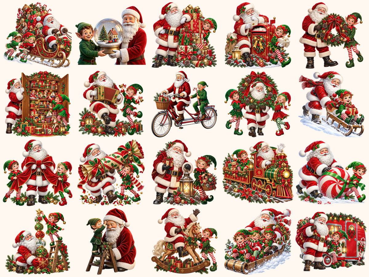 Santa & Elves Clipart
