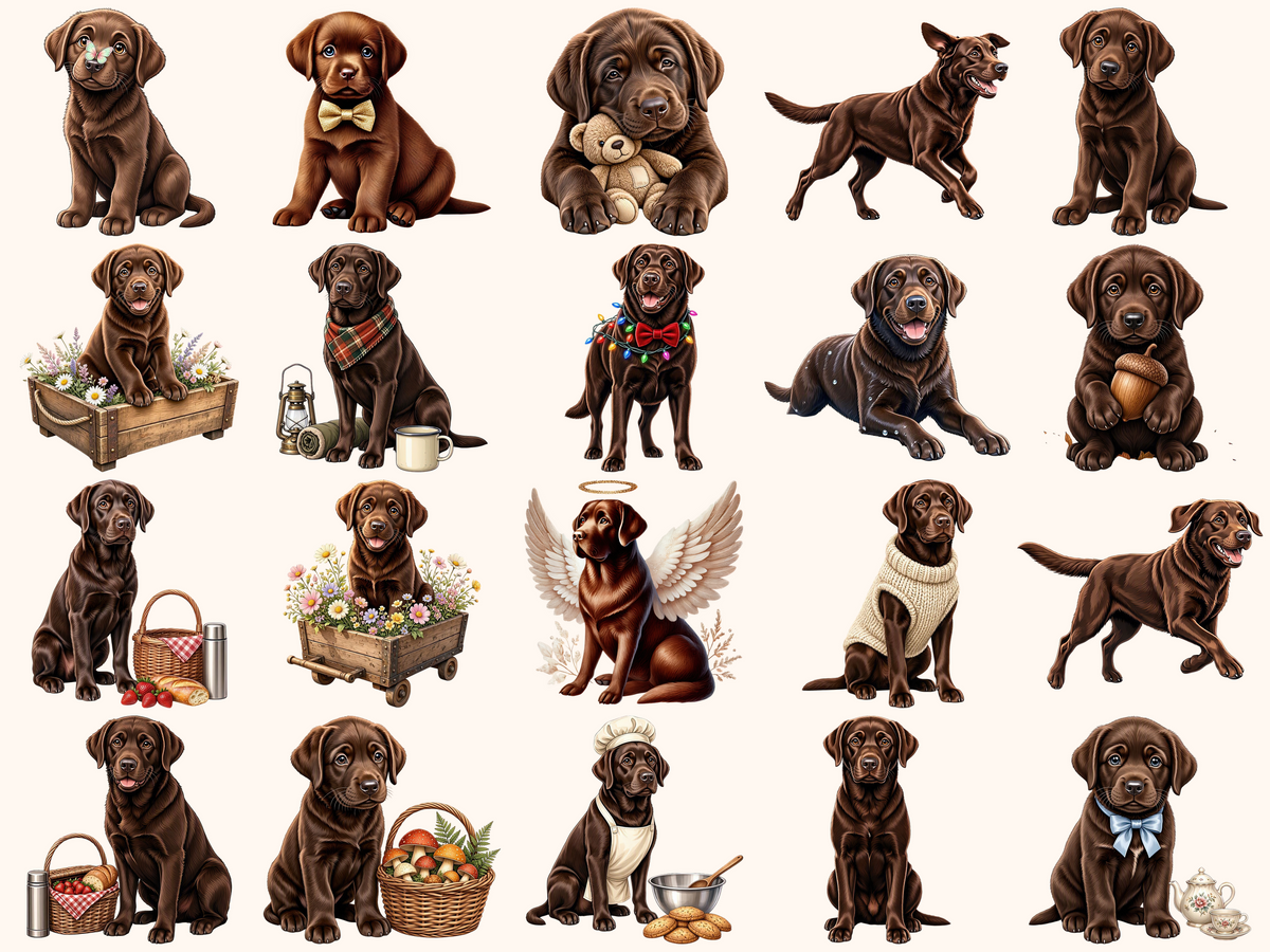 Brown Labradors Clipart