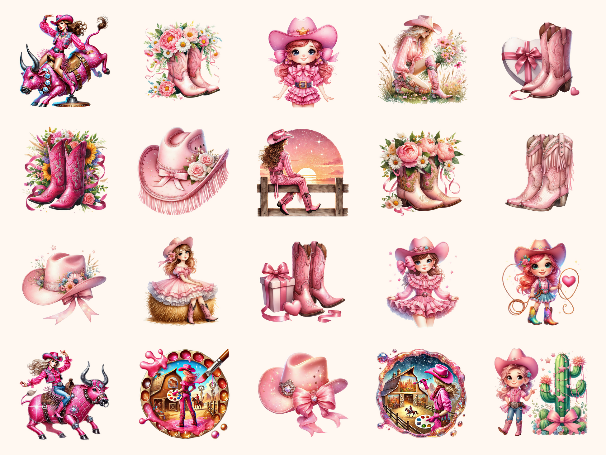 Pink Cowgirls Clipart