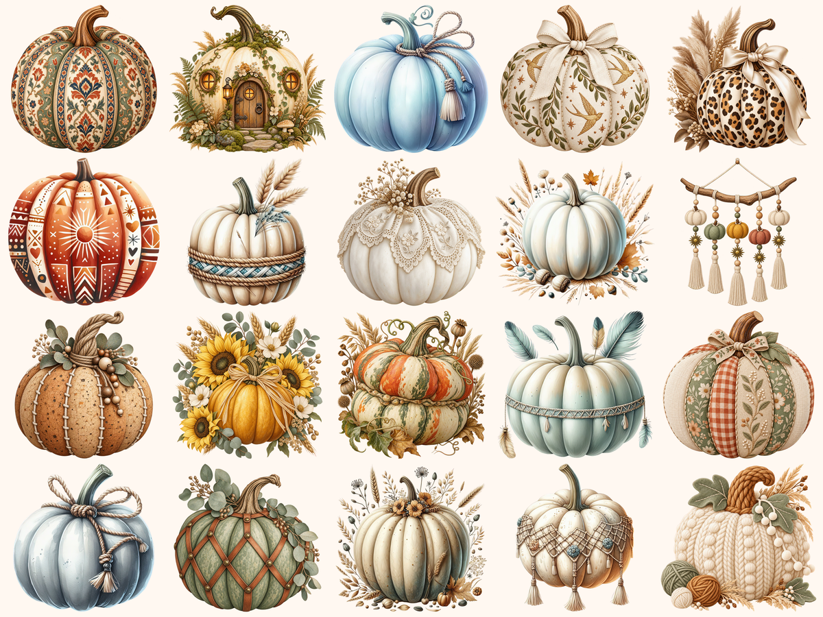 Boho Pumpkins Clipart — listing preview 4