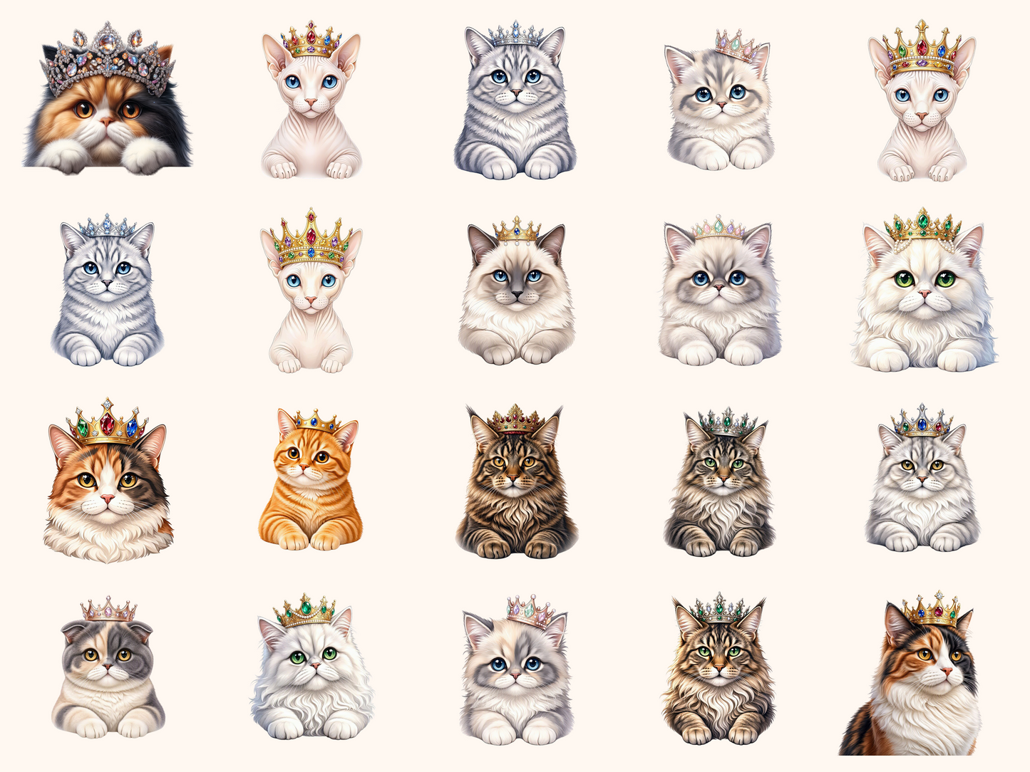Cats with Crowns Clipart