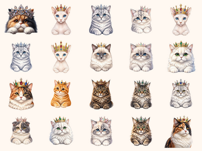 Cats with Crowns Clipart